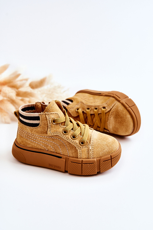 Children's High-top Sneakers With A Zipper Camel Boone