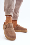Suede Sandals On Cork Platform Beige Vellma