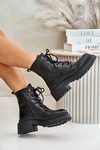 Women's Warm Leather Ankle Boots Black Goe OO2N4115-W2