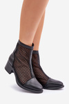 Black Ladies Mesh Ankle Boots Lithyia