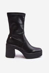 Women's Leather Boots on Heel GOE MM2N4047 Black