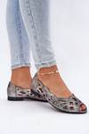 Perforated Ballerinas With Open Toes Silver Calgis
