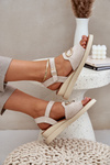 Women's Wedge Sandals With Decoration Beige Salianes