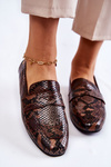 Leather Snake Loafers La.Fi 210023BR-XS Brown