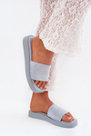 Ladies Platform Sandals Made Of Eco Suede Light Blue Jorina