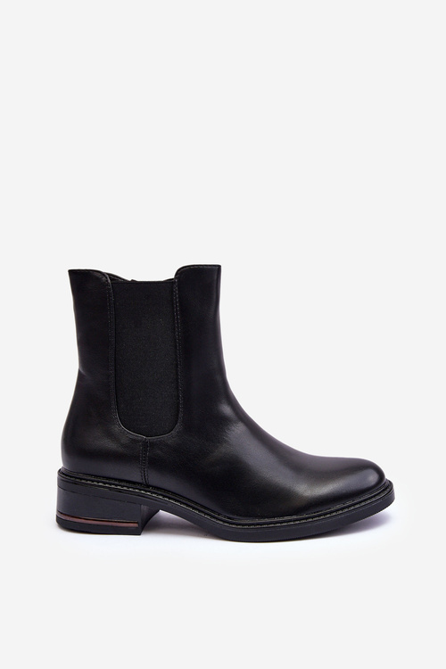 Women's Low Leather Boots Ankle Boots Black Tyber