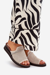 Ladies Wedge Sandals With Decorative Strap Beige Teriwes
