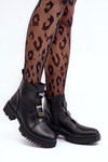 Leather Boots On Flat Heel Black Azulenn