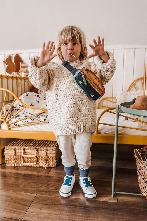 Children's High Sneakers With Welt White Navy Blue Baxter