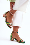 Patterned Heels Satin Sandals Mix Green Inspire Me!