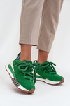 Damskie Zamszowe Sneakersy Grube Sznurowanie Platforma Zielone Artiker 55C0136
