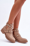 Women's Trapper Boots with Pearls Beige Klarisa