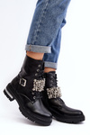 Women's insulated work boots decorated black Lennen