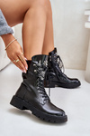 Lacquered Worker Boots With Decoration Insulated D&A Black MR880-080
