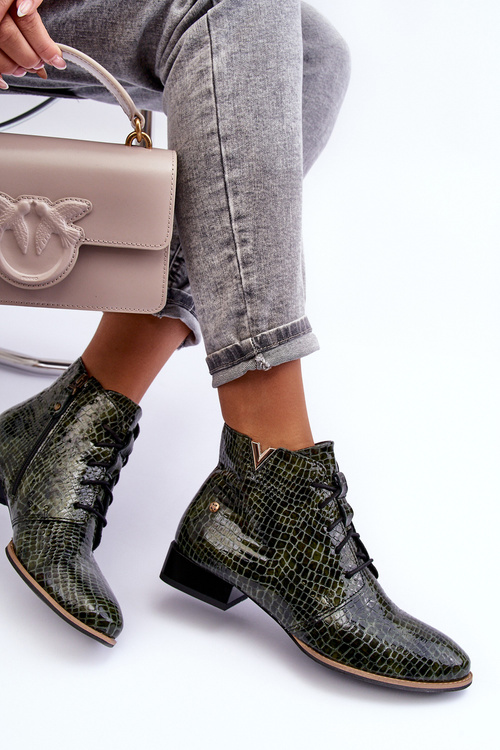 Botki Damskie Skóra Zielone Maciejka 5743C-09