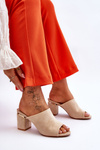 Women's Suede High Heel Slippers Beige Carter