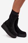 Women's Leather Suede Ankle Boots on Chunky Platform Maciejka A7161-20 Black