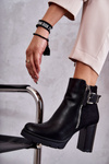 Leather Boots On High Heels With A Decorative Zipper Black Rosita