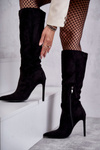 Classic Suede Black Boots On A Black Ameya