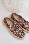 Suede Loafers With Buckle In Leopard Print Zazoo 20183 Brown