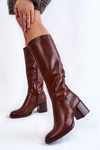 Women's Leather Boots On A Heel Brown Bremo