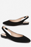 Suede Pointed Toe Ballerinas Black Daisy