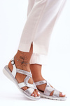 Women's Leather Sandals SBarski 97619 Silver