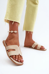 Women's Flat Slippers with Cutouts Beige Fiviama