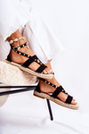 Suede Sandals With Studs Black Marey