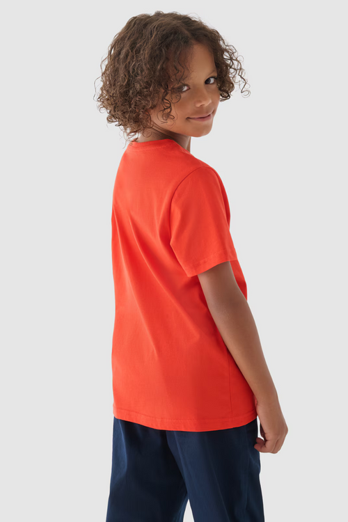 Boys T-shirt Smooth Cotton Orange 4F 4FJWMM00TTSHM1626-70S