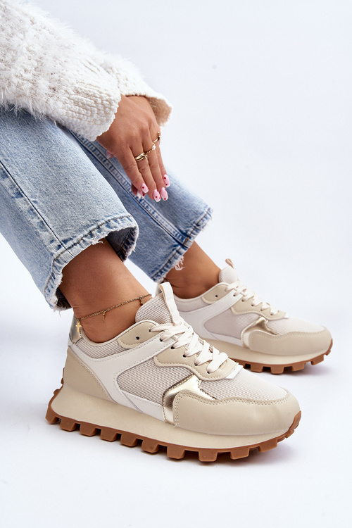 Buty Sportowe Sneakersy Damskie Beżowe Ralita C2145