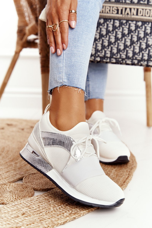 Women’s Sport Shoes Sneakers White-Silver Netta