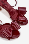 Patent Leather High Heel Sandals with Bow Bordeaux Noliva