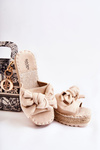 Women's Slippers On A Wedge With A Bow Beige Tayla