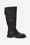 Leather Women's Boots Flat Heel Lined D&A JC52-837 Black