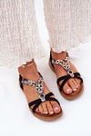 Flat Women's Sandals With Decorations Artiker 54C1334 Black