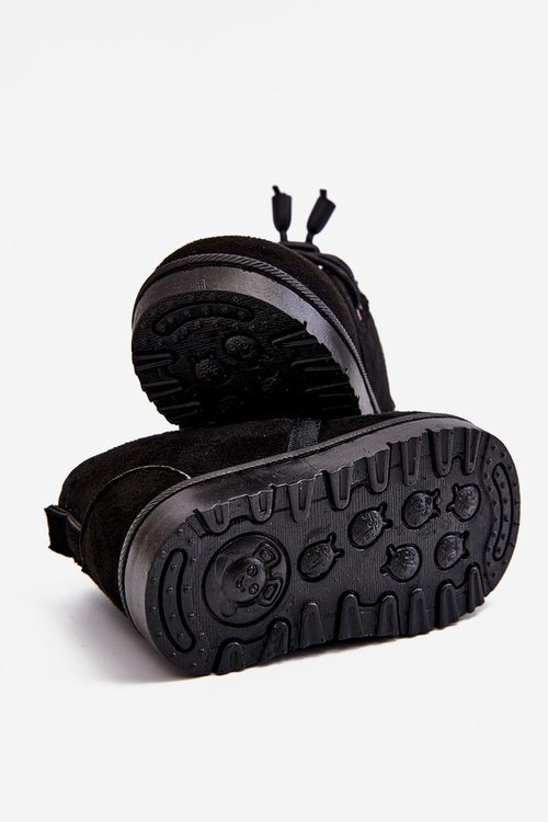 Children's Lace-up Snow Boots Insulated With Fur Black Hunter