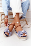Wedge Sandals In Sailor Style Blue La Isla Bonita