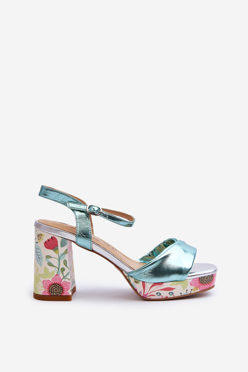 Women's Sandals with Flower Pattern D&A CR980 Blue