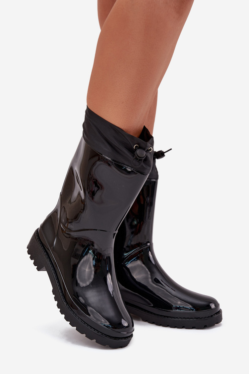 Women's Rain Boots With Drawstring Black Kessia