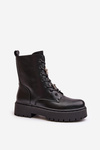 Warm ankle boots workers women's with badges black Avorira