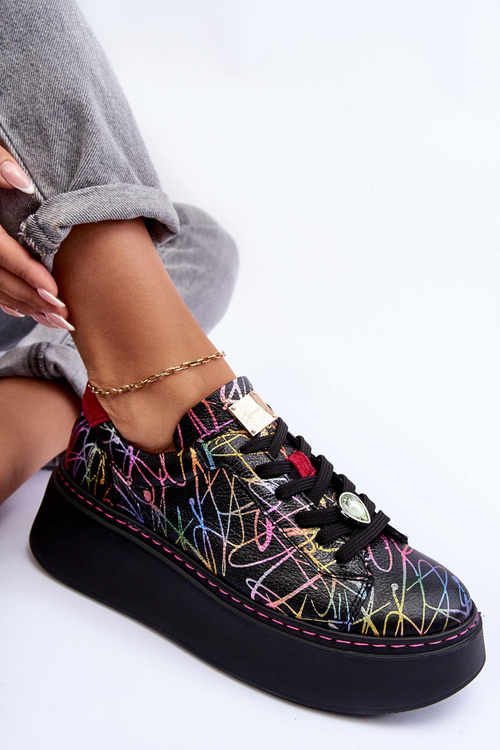 Leather Sport Shoes On Platform Maciejka 06191-39 Multicolor