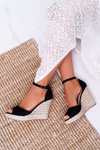 Women's Sandals On Heels Espadrilles Black Trame
