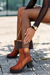 Low Heel Leather Boots Brown Irinaela 