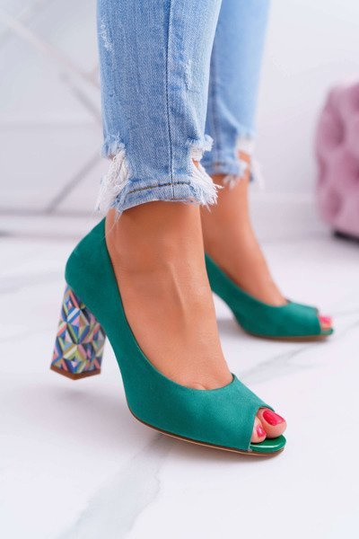 Women's Sergio Leone Uncovered Toe PB133 Green Fans Pump pumps