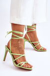 Women's Tied Sandals On A High Heel Green Meya