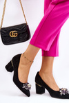 Elegant Suede Pumps With Decoration Black Elianne 