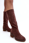 Women's Over-The-Knee Boots Low Heel Dark Brown Beveta