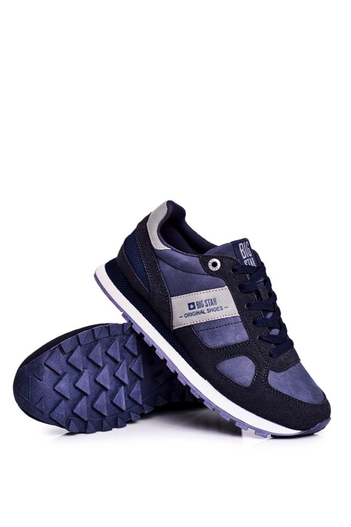 Buty Sportowe Sneakersy Wiązane Big Star Granatowe GG274676