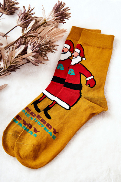 Men's Socks Santa Claus Yellow
